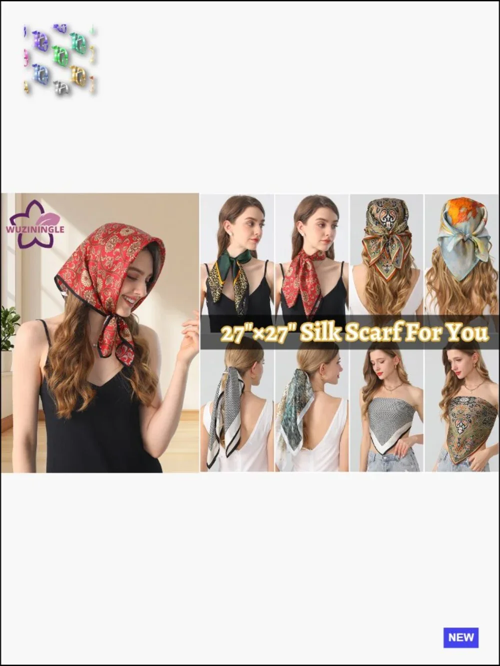 Silk Square Scarf 27x27 Neck Scarf Hair Scarf Bandana Headwrap Versatile